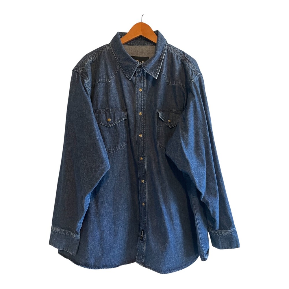 Walls Denim Shirt Men's Size 3X Pearl Snaps Chore‎ Workwear Long Sleeves